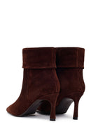Woman Brown Thin-Heeled Suede Boots | Derimod Woman Brown Thin-Heeled Suede Boots | Derimod