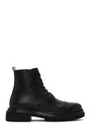 Male Black Lace-up Zip Closure Leather Casual Boots | Derimod Male Black Lace-up Zip Closure Leather Casual Boots | Derimod