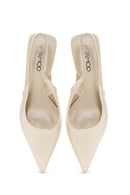 Women's Cream Open Back Thin Heeled Shoes | Derimod Women's Cream Open Back Thin Heeled Shoes | Derimod