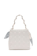 Women's Cream Long Strap Quilted Handbag with Accessory Detail | Derimod Women's Cream Long Strap Quilted Handbag with Accessory Detail | Derimod