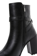 Women's Black Buckle Heeled Boots | Derimod Women's Black Buckle Heeled Boots | Derimod