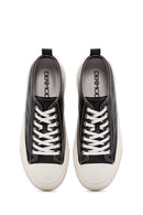 Erkek Siyah Bağcıklı Deri Sneaker | Derimod Erkek Siyah Bağcıklı Deri Sneaker | Derimod