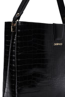 Women's Black Long Strap Crocodile Shoulder Bag | Derimod Women's Black Long Strap Crocodile Shoulder Bag | Derimod