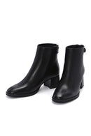 Women's Black Thick Heeled Zippered Leather Boots | Derimod Women's Black Thick Heeled Zippered Leather Boots | Derimod