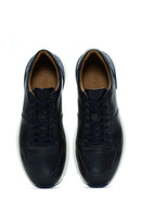 Men's Navy Blue Leather Sneaker | Derimod Men's Navy Blue Leather Sneaker | Derimod