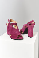 Suede Women's Heeled Leather Sandals | Derimod Suede Women's Heeled Leather Sandals | Derimod