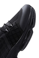 Men's Black Lace-up Thick-Sole Leather Sneaker | Derimod Men's Black Lace-up Thick-Sole Leather Sneaker | Derimod