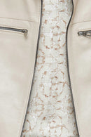Derek Women's Beige Short Leather Jacket | Derimod Derek Women's Beige Short Leather Jacket | Derimod