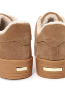 Kadın Camel Bağcıklı Kalın Tabanlı Süet Deri Teddy Sneaker | Derimod Kadın Camel Bağcıklı Kalın Tabanlı Süet Deri Teddy Sneaker | Derimod