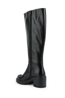 Geox Women's Black Damiana Zippered Leather Boots | Derimod Geox Women's Black Damiana Zippered Leather Boots | Derimod