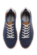 Men's Navy Blue Lace-Up Thick Sole Fabric Sneaker | Derimod Men's Navy Blue Lace-Up Thick Sole Fabric Sneaker | Derimod