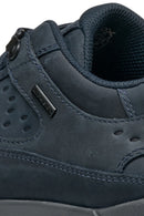 Geox Men's Navy Blue Laced Thick Sole Suede Leather Sneakers | Derimod Geox Men's Navy Blue Laced Thick Sole Suede Leather Sneakers | Derimod