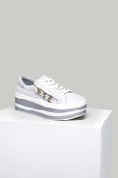 Gümüş Yüksek Tabanlı Kadın Deri Sneaker | Derimod Gümüş Yüksek Tabanlı Kadın Deri Sneaker | Derimod