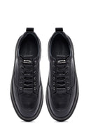 Erkek Siyah Bağcıklı Deri Sneaker | Derimod Erkek Siyah Bağcıklı Deri Sneaker | Derimod