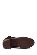 Woman Brown Zip Closure Chunky Heeled Suede Boots | Derimod Woman Brown Zip Closure Chunky Heeled Suede Boots | Derimod