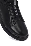 Male Black Lace-Up Leather Sneaker | Derimod Male Black Lace-Up Leather Sneaker | Derimod