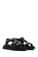 Women's Black Ankle Strap Leather Comfort Sandals | Derimod Women's Black Ankle Strap Leather Comfort Sandals | Derimod