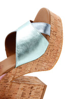 Kadın Çok Renkli Deri Platform Kalın Topuklu Sandalet | Derimod