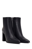 Woman Black Zip Closure Thick-Heeled Leather Boots | Derimod Woman Black Zip Closure Thick-Heeled Leather Boots | Derimod