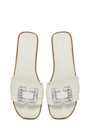Women's White Stone Slippers | Derimod Women's White Stone Slippers | Derimod