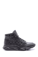 Men's Checkered Leather Boot Sneaker | Derimod Men's Checkered Leather Boot Sneaker | Derimod