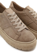 Kadın Bej Bağcıklı Süet Deri Sneaker | Derimod Kadın Bej Bağcıklı Süet Deri Sneaker | Derimod