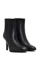 Women's Black Zippered High Thin Heel Leather Boot | Derimod Women's Black Zippered High Thin Heel Leather Boot | Derimod