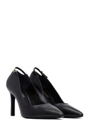 Woman Black Thin-Heeled Leather Stiletto | Derimod Woman Black Thin-Heeled Leather Stiletto | Derimod