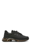 Men's Black Lace-up Thick-Sole Leather Sneaker | Derimod Men's Black Lace-up Thick-Sole Leather Sneaker | Derimod