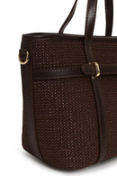Woman Brown Mini Straw Shoulder Bag with Long Strap | Derimod Woman Brown Mini Straw Shoulder Bag with Long Strap | Derimod