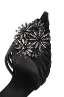 Women's Black Ankle Strap Stone Thin Heeled Leather Stiletto | Derimod Women's Black Ankle Strap Stone Thin Heeled Leather Stiletto | Derimod