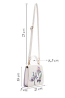 Women's White Long Strap Printed Shoulder Bag | Derimod Women's White Long Strap Printed Shoulder Bag | Derimod