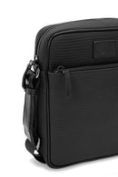 Men's Black Printed Leather Messenger Bag | Derimod Men's Black Printed Leather Messenger Bag | Derimod