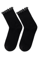 Kadın Siyah Gümüş Pamuk Çorap | Derimod