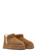 Woman Camel Suede Teddy Boots | Derimod Woman Camel Suede Teddy Boots | Derimod