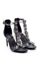 Women's Stoned Transparent Strap Heeled Sandals | Derimod Women's Stoned Transparent Strap Heeled Sandals | Derimod