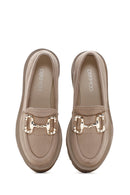 Kadın Bej Süet Tokalı Maskülen Loafer | Derimod Kadın Bej Süet Tokalı Maskülen Loafer | Derimod