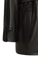 Celine Woman Black A-Line Hooded Leather Coat | Derimod Celine Woman Black A-Line Hooded Leather Coat | Derimod