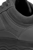 Geox Men's Grey Spherica Lace-Up Leather Sneakers | Derimod Geox Men's Grey Spherica Lace-Up Leather Sneakers | Derimod