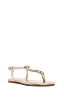 Women's Gold Stone Flip-Flop Sandals | Derimod Women's Gold Stone Flip-Flop Sandals | Derimod