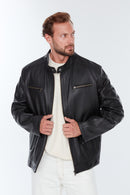 Alanzo (Plus) Erkek Siyah Deri Ceket | Derimod Alanzo (Plus) Erkek Siyah Deri Ceket | Derimod