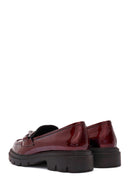 Woman Burgundy Buckle-Detailed Patent Leather Leather Masculine Loafer | Derimod Woman Burgundy Buckle-Detailed Patent Leather Leather Masculine Loafer | Derimod