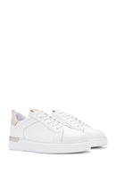 Men's White Lace-Up Leather Sneaker | Derimod Men's White Lace-Up Leather Sneaker | Derimod
