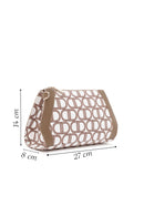 Women's Beige Long Strap Fabric Monogram Patterned Clutch Bag | Derimod Women's Beige Long Strap Fabric Monogram Patterned Clutch Bag | Derimod