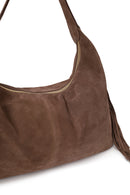 Woman Mink Tassel Suede Shoulder Bag | Derimod Woman Mink Tassel Suede Shoulder Bag | Derimod