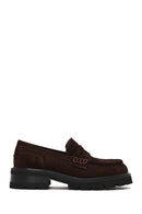 Woman Brown Thick-Soled Suede Loafer | Derimod Woman Brown Thick-Soled Suede Loafer | Derimod