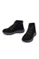 Male Black Zip Closure Thick-Soled Nubuck Leather Boots | Derimod Male Black Zip Closure Thick-Soled Nubuck Leather Boots | Derimod