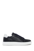 Erkek Lacivert Bağcıklı Deri Sneaker | Derimod Erkek Lacivert Bağcıklı Deri Sneaker | Derimod