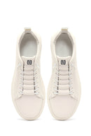 Male White Lace-Up Leather Sneaker | Derimod Male White Lace-Up Leather Sneaker | Derimod