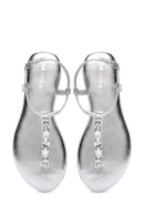 Women's Silver Stone Flip-Flop Sandals | Derimod Women's Silver Stone Flip-Flop Sandals | Derimod
